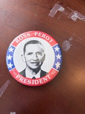 Ross Perot for President Campaign Metal Button 1992