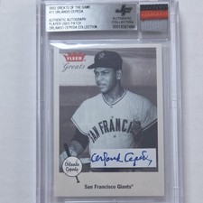 Fleer 2002 Greats Orlando Cepeda #11 Auto Player Used Patch BGS/BAS