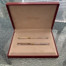 S.T. Dupont Classic Fountain Pen 18K  Gold & Twist Pen With Box