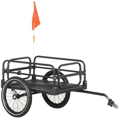 HOMCOM Fahrradanhänger Wagon Fahrrad Lastenanhänger mit Federung, 2 Räder, schwarz