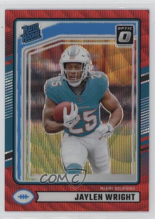 2024 Panini Donruss Rated Optic Preview Red Wave Prizm Jaylen Wright Rookie RC