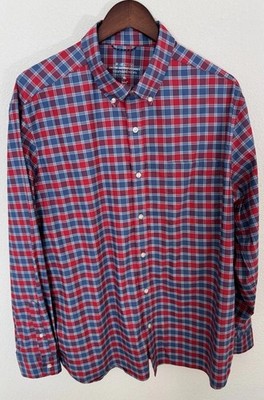 Vineyard Vines OTG Men's On-The-Go Performance Button Down Blue Red Plaid