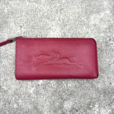 Longchamp Wallet Pink Leather Round Zipper Long Horse Logo Limited Edition VHTF