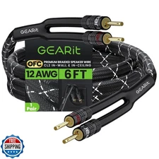 GearIT 12AWG Speaker Cable Wire with Gold-Plated Banana Tip Plugs (6 Feet) in