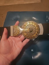 Chicos Women's Black Belt Size M-L Adjustable Hook Buckle Statement