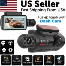 Dash Cam Dual Lens HD 1080P Car DVR Video Recorder G-Sensor Front Inside Camera