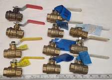 Lot of 11  Brass 1/2" NPT Threaded Ball Valve's, Nibco, Apollo,Red-White,PurePro