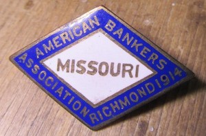 American Bankers Association Richmond 1914 Missouri Enamel On Brass Lapel Pin