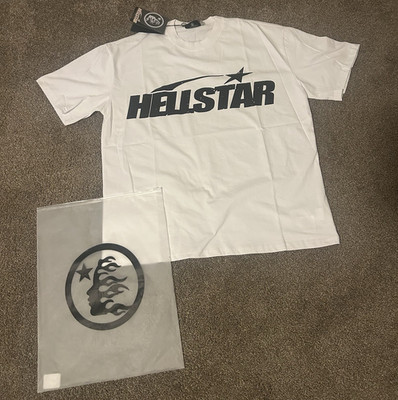 HELLSTAR Men s Graphic Logo Crew Neck Short Sleeve T-Shirt White/Black M/L