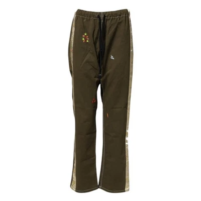 Pantalon MONOKI vert armée floral droit taille haute chino s. S/M 530usd - Photo 1/4