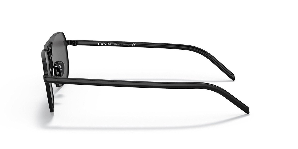 Prada PR 58YS 1AB5S0 Black Metal Rectangle Sunglasses Grey Lens | eBay