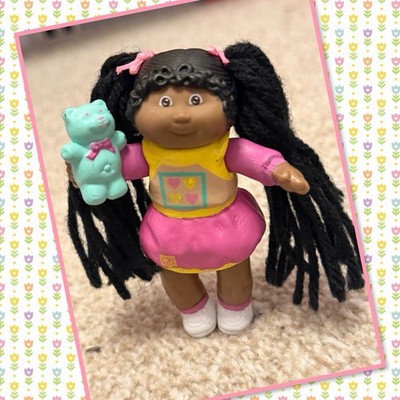 Vintage 1984 Cabbage Patch Kids PVC 3,5'' Figur AA Dark Skin Girl Teddy