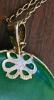 14KT HK Stamped: Green Donut Jade Pendant; 14k GF Yellow Gold Color 21" Necklace — photo 8