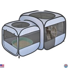 2-in-1 Pop-Up Cat  Dog Playpen - No Assembly, Versatile Indoor/Outdoor Tent