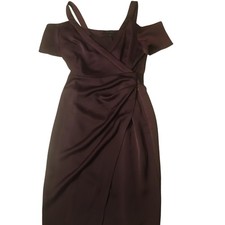 AllSaints Cadla Dress Womens Size 2 Burgundy Cold Shoulder Midi Elegant Evening