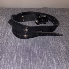 vintage HARLEY DAVIDSON Skull Buckle Belt 44 Black Leather