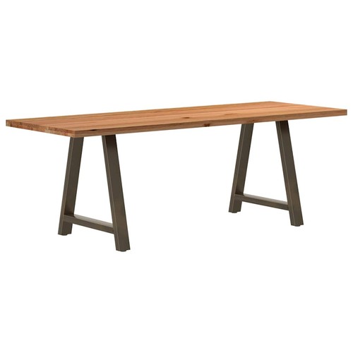 Eettafel rechthoekig 220x80x74 cm massief eikenhout lichtbruin vidaXL - Afbeelding 6 van 60