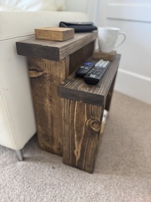 Rustikaler Beistelltisch Sofa schmal. Handgefertigtes Massivholz mehrfarbig 65cm