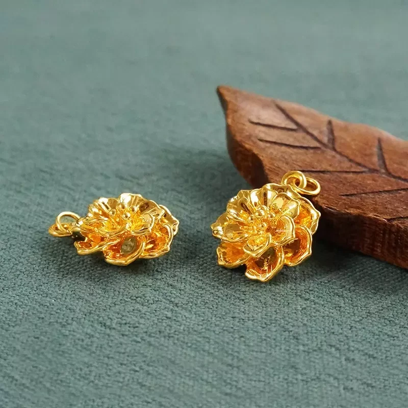 Colgante flor de la suerte 3D regalo mujer oro amarillo puro 999 24K 0,5-0,6 g 1 pieza Foto 4 de 4