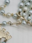 Vintage Japan Light Blue White Iridescent 4 Strand Beaded Choker/Necklace — photo 4