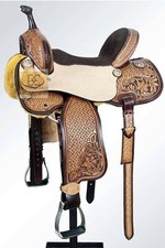 Western Leather Horse Saddle Barrel Racing Trail Pleasure Tack Set 10 inch to 18