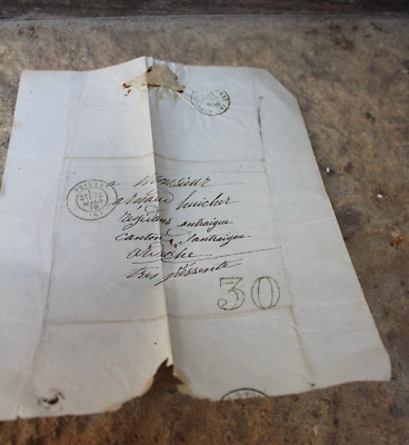 Brief mit Steuerstempel 30 von Privas am 22. März 1870 nach Antraigues ant