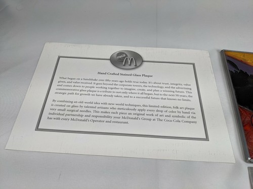 McDonalds Coca-Cola 2006 Inventing The Future Together Stained Glass 9" x 6" - Picture 4 of 5