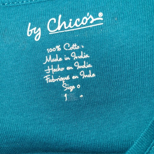 0602) NWOT Chico's 2 blue cotton crew neck long sleeve tee top new 2 - Picture 2 of 6