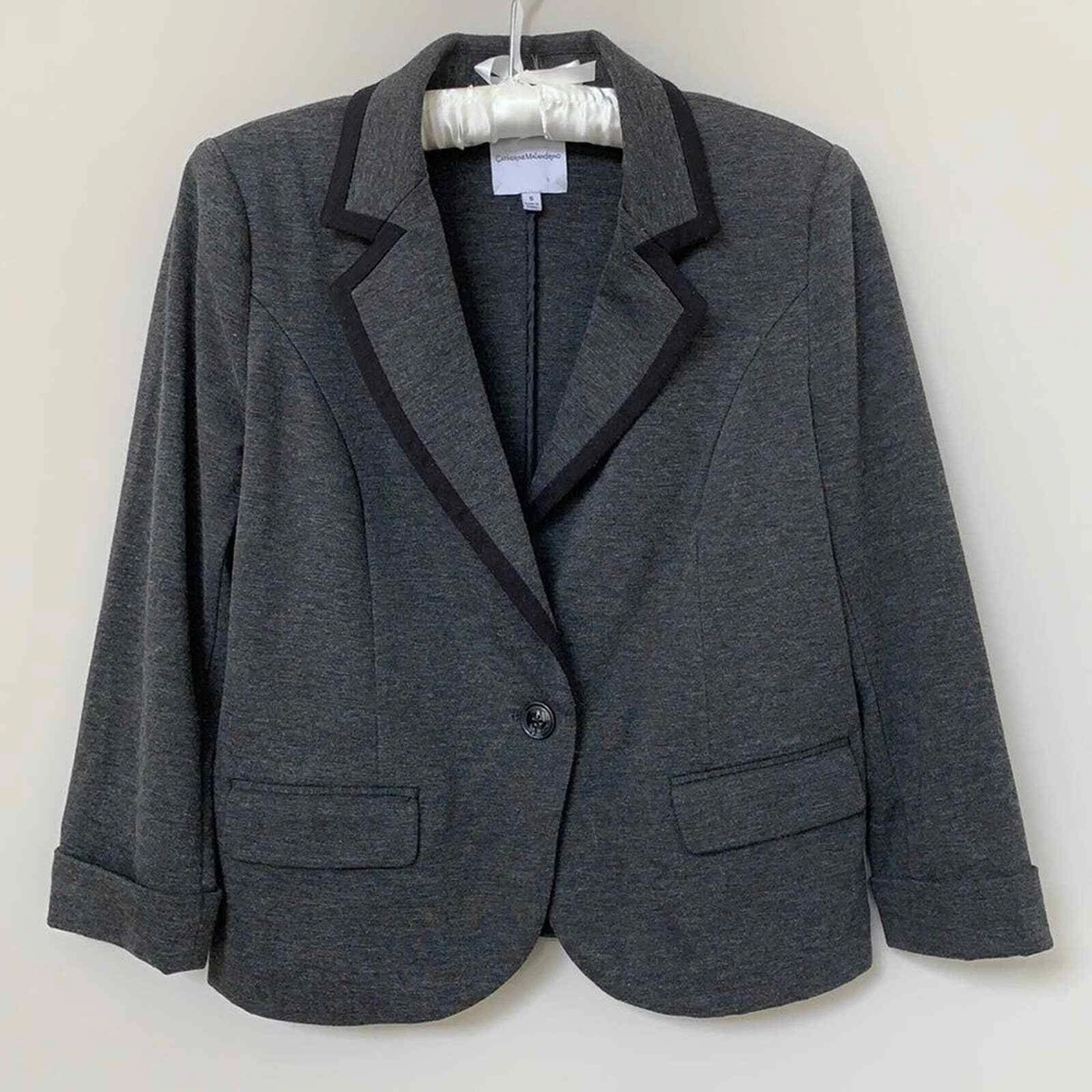 Catherine Malandrino charcoal gray blazer jacket stretchy poly