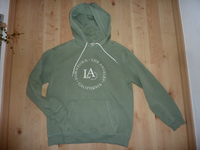 H&M Hoodie Kapuzenpullover LA Pullover Sweatshirt Lindgrün