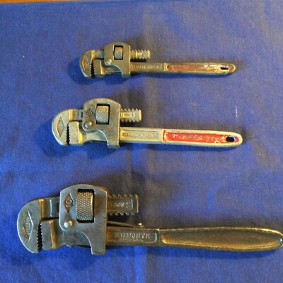 3 Vintage Genuine Stilson Wrenches Walworth Mfg USA Red Handle Nos 10 8 6 