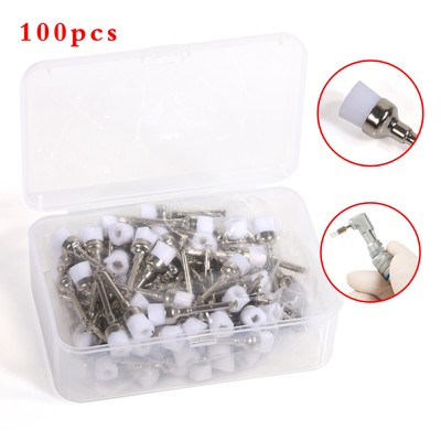 100 Pcs Dental Polishing Brush Prophy White Nylon Bowl Shape Latch Flat Type
