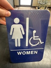 ADA Compliant Plastic Women's Restroom Sign with Wheelchair and Braille - 6"x9"