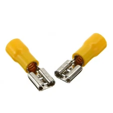 100pcs Yellow 6.3mm Female Spade Terminal Crimp 12-10AWG Wire Connectors