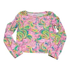 Lilly Pulitzer Girls Rash Guard Top Longsleeve Swim Shirt Size 5 Pink Paisley