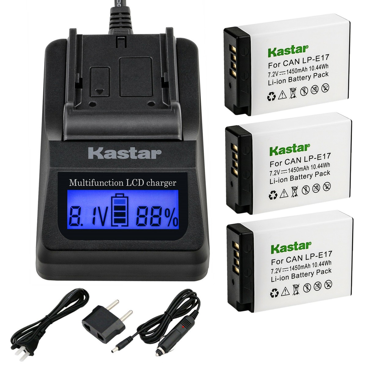 Kastar Slim USB Charger for LP-E17, LC-E17, LC-E17C and EOS M3, EOS Rebel T6i, EOS Rebel T6s, EOS 750D, EOS 760D, EOS 8000D, Kiss X8i Camera