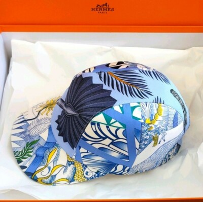 Hermes CAP HAT BLEU 100% SILK 58 INCHES MEDIUM SIZE LIMITED 