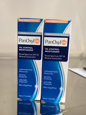 New Lot of 2  PanOxyl AM Oil Control Moisturizer, Broad Spectrum SPF 30 1.7