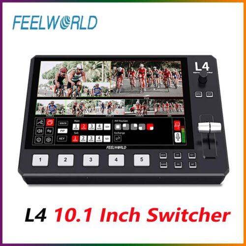 Feelworld L4 5-Channel HDMI Video Switcher Mixer HD Touch Screen Live Streaming  - Picture 1 of 7