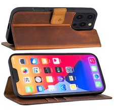 Suncase Echtleder Handytasche - Samtgefüttert Für IPhone Mit Bumper Case