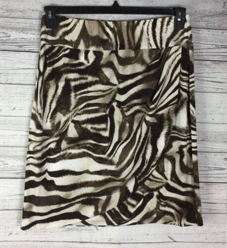Chicos Brown Animal Print Sally Sarong Pull On Faux Wrap Skirt Size 2 (L/12) NWT - Picture 1 of 11