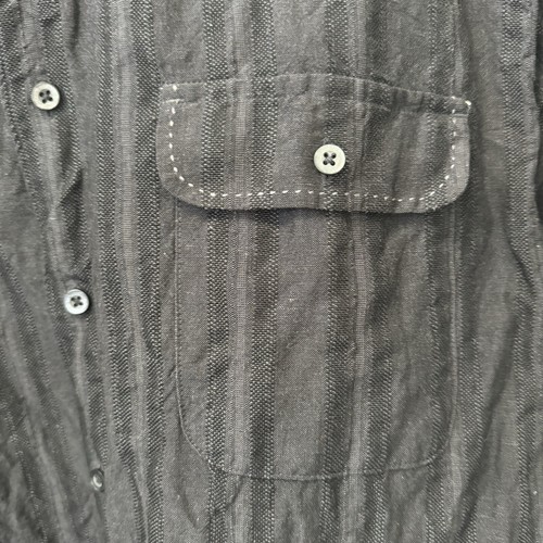 Cubavera Linen Blend Striped Shirt Men XL Black Vertical Short Sleeves - Picture 2 of 5