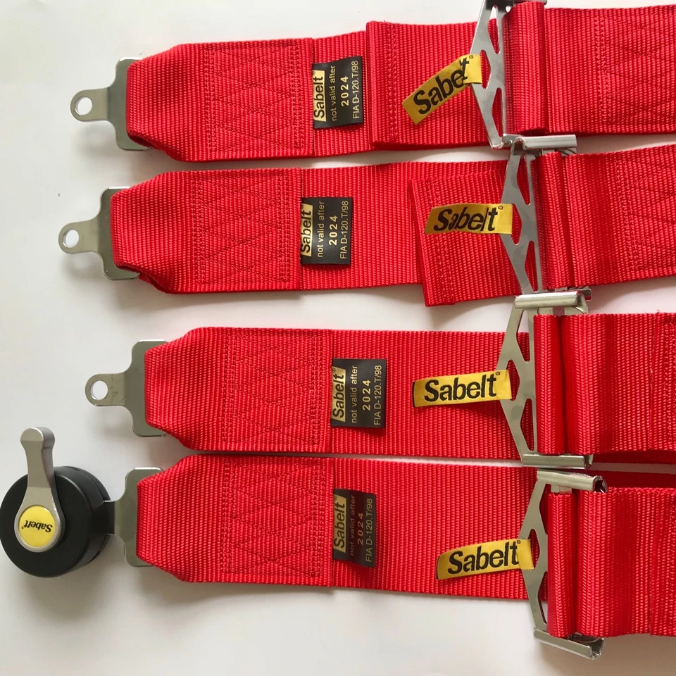 Universal Racing Camlock Harness Red 4 Point Seat Belt 3" Snap on Quick Release - Imagem 3 de 4