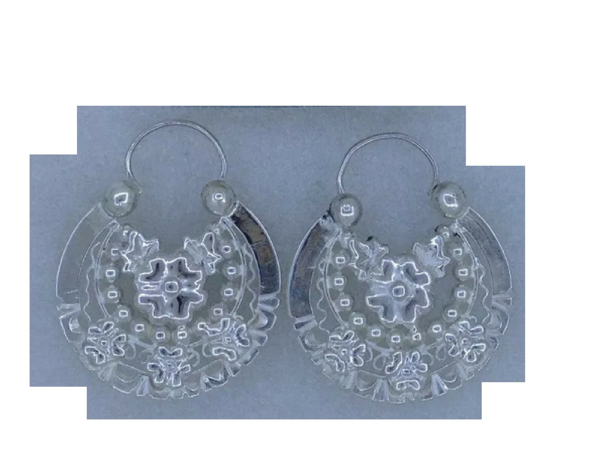Arracadas Jerezanas - Etsy Jerezanas Silver Floral Earrings main image 2