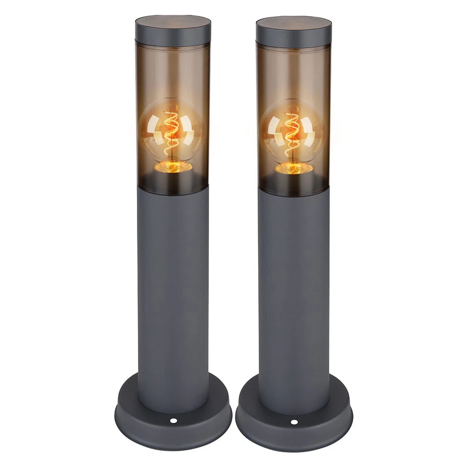 Sockelleuchte Wegeleuchte Außenlampe Stehlampe Edelstahl anthrazit rauch 2er Set - Bild 2 von 4