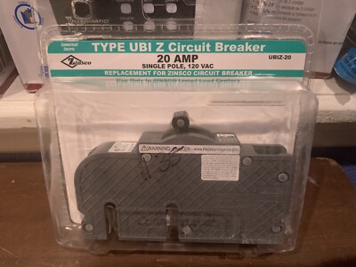 New Zinsco UBIZ-20 Type UBI Z Circuit Breaker 20AMP  Single Pole 120/240 VAC