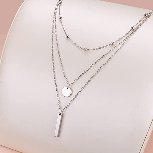 925 Sterling Silver Multilayer Layered Triple Long Chain Pendant