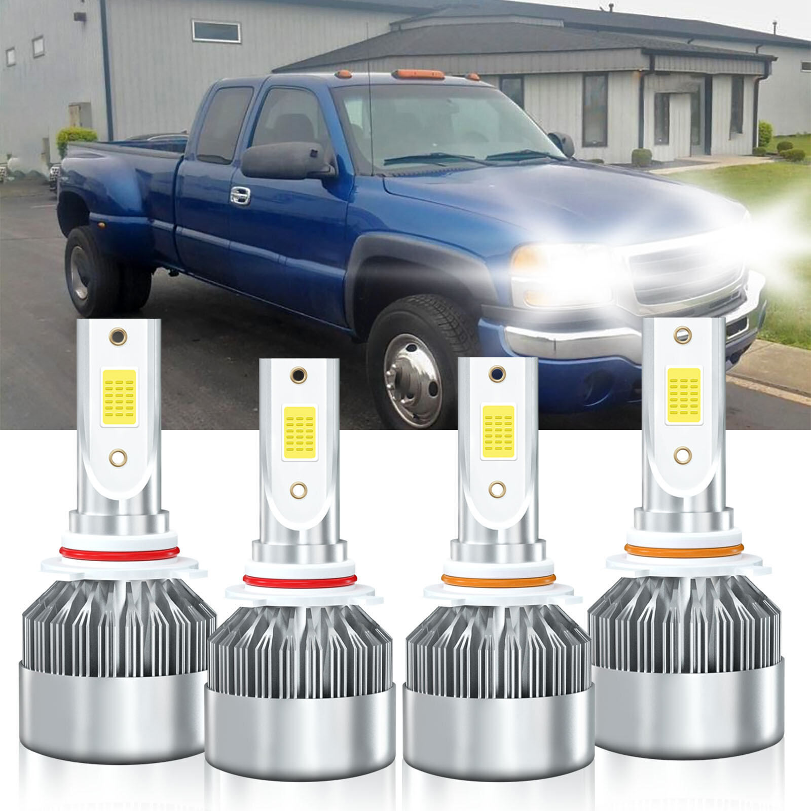 For GMC C3500HD 2001-2002 Front LED Headlight Bulbs High Low Beam Kit 6000K