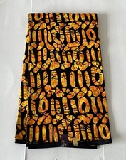African Print Fabric, Ankara - Black, Blue, Red, Orange, Yellow Fabric