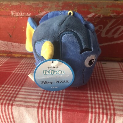 HALLMARK FLUFFBALLS Disney Finding Nemo DORY 3'' PLUSH BALL ORNAMENT Stuffed NEW